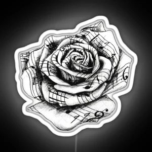 Rose Music Notes RGB Neon Sign