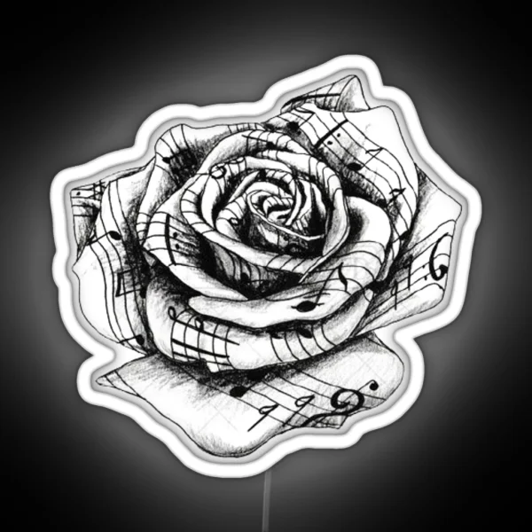 Rose Music Notes RGB Neon Sign
