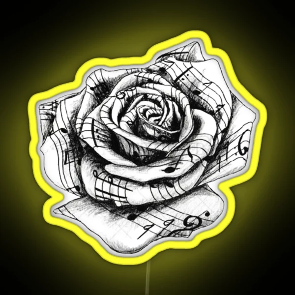 Rose Music Notes RGB Neon Sign