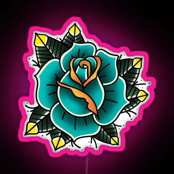 Rose Old School II RGB Neon Sign