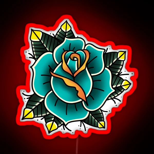 Rose Old School II RGB Neon Sign