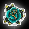 Vintage style retro aesthetic rose neon sign with colorful accents