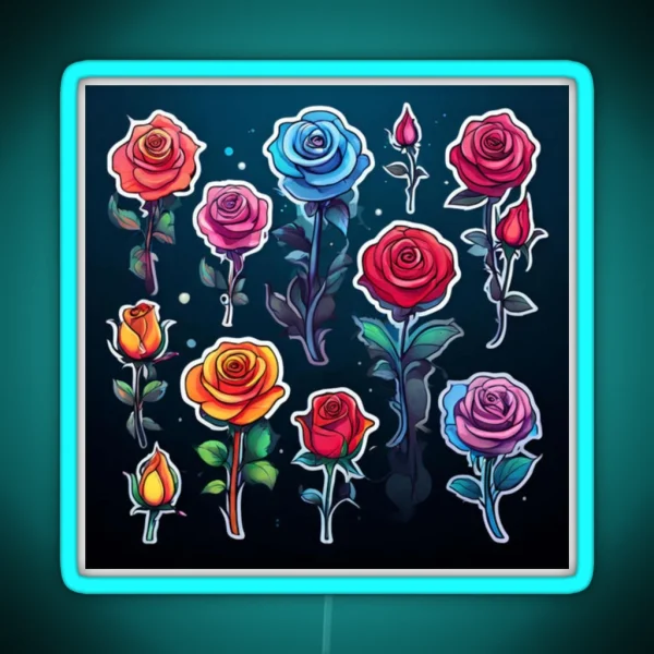 Rose Pattern 2 RGB Neon Sign