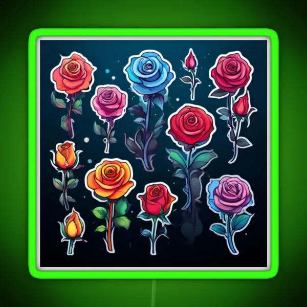 Rose Pattern 2 RGB Neon Sign