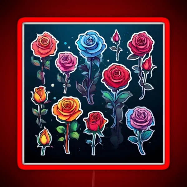 Rose Pattern 2 RGB Neon Sign