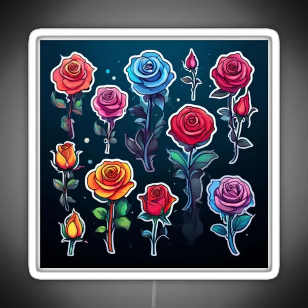 Rose Pattern 2 RGB Neon Sign