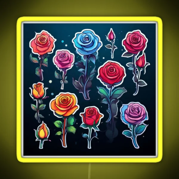 Rose Pattern 2 RGB Neon Sign