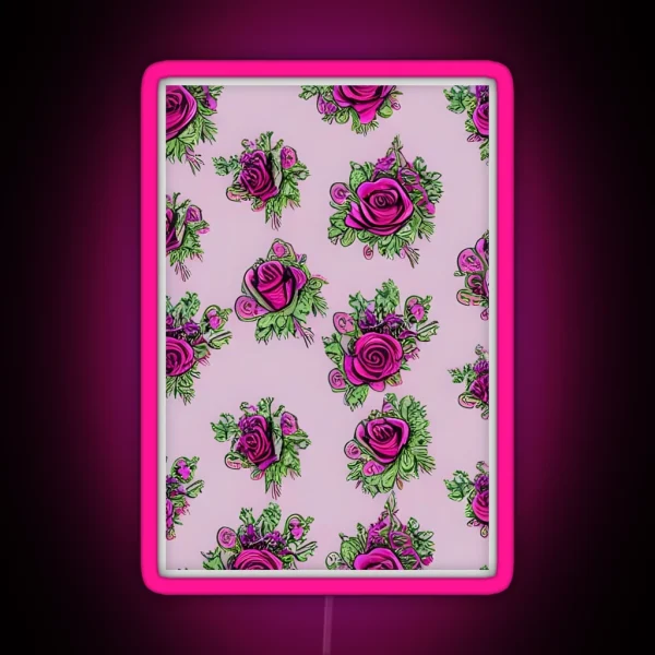 Rose Pattern RGB Neon Sign