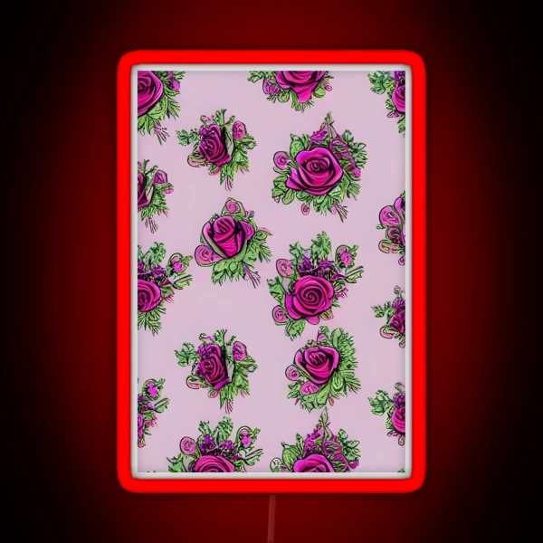 Rose Pattern RGB Neon Sign
