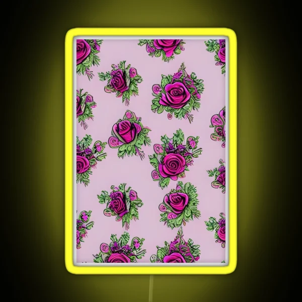 Rose Pattern RGB Neon Sign