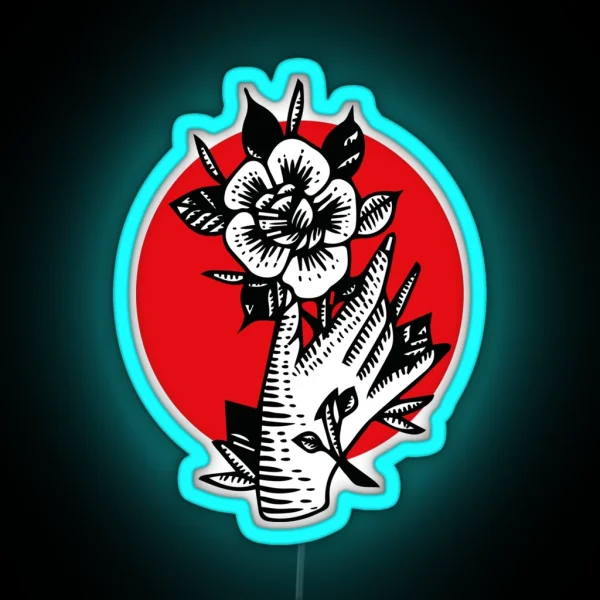 Rose Tattoo Design RGB Neon Sign