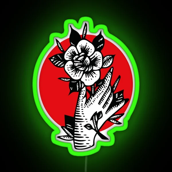 Rose Tattoo Design RGB Neon Sign