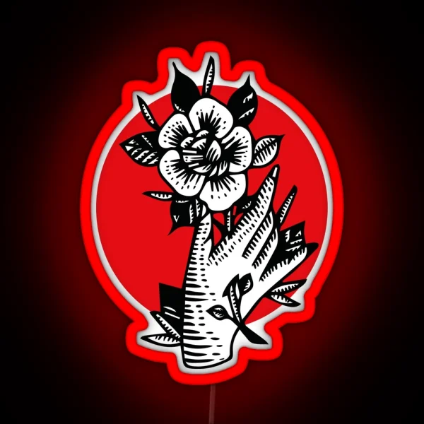 Rose Tattoo Design RGB Neon Sign