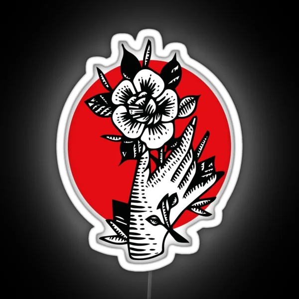 Rose Tattoo Design RGB Neon Sign