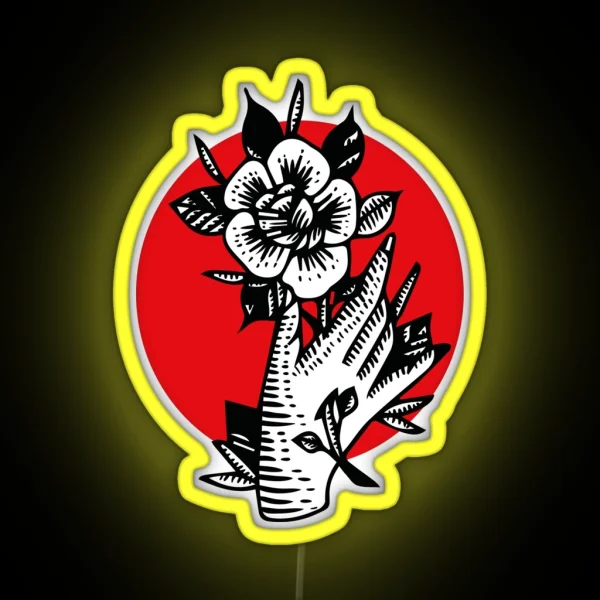 Rose Tattoo Design RGB Neon Sign