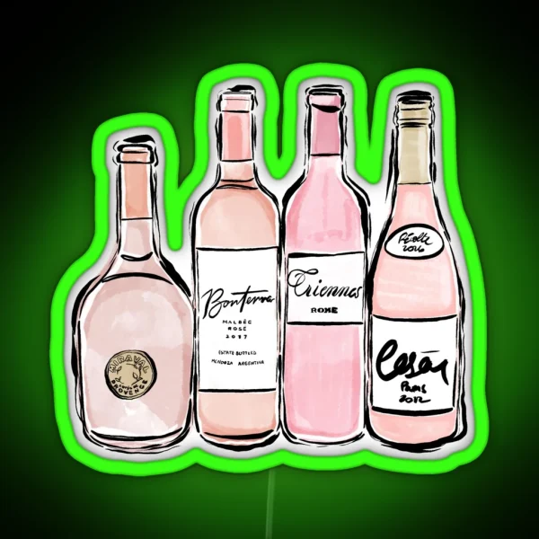 Rose Wine Print RGB Neon Sign