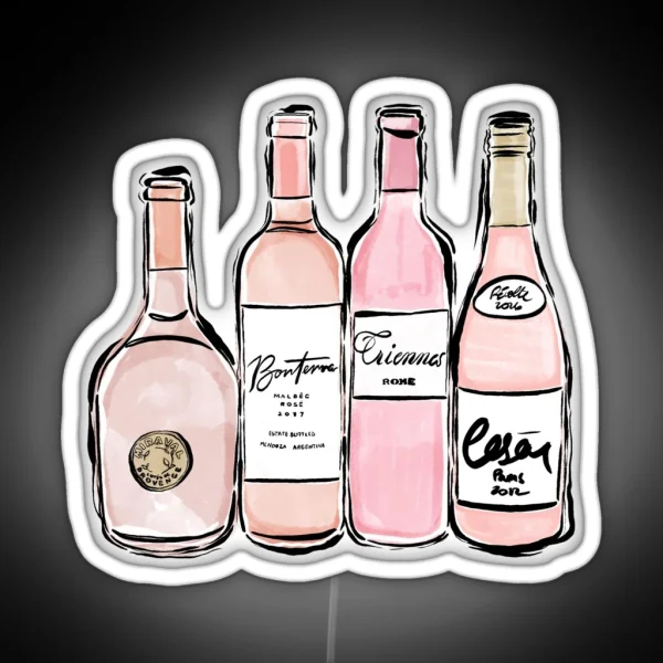 Rose Wine Print RGB Neon Sign