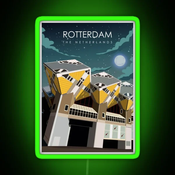 Rotterdam The Netherlands Vintage Minimal RGB Neon Sign