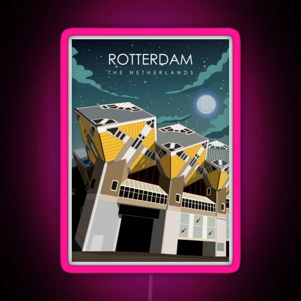 Rotterdam The Netherlands Vintage Minimal RGB Neon Sign