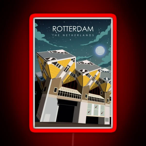 Rotterdam The Netherlands Vintage Minimal RGB Neon Sign