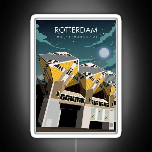 Rotterdam The Netherlands Vintage Minimal RGB Neon Sign