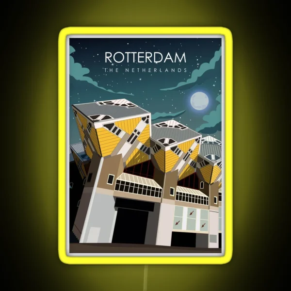 Rotterdam The Netherlands Vintage Minimal RGB Neon Sign
