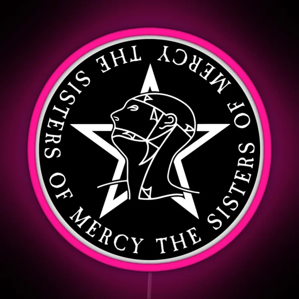 Round Text Logo Goth The Sisters Of Mercy RGB Neon Sign