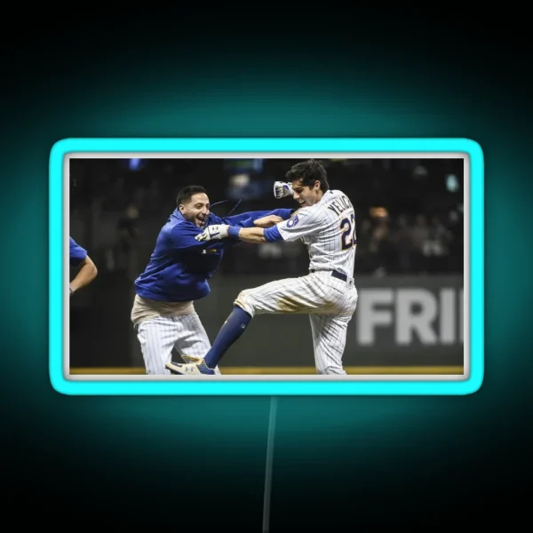 Ryan Braun And Christian Yelich Celebrate RGB Neon Sign