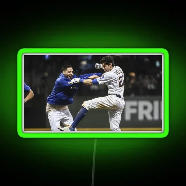 Ryan Braun And Christian Yelich Celebrate RGB Neon Sign