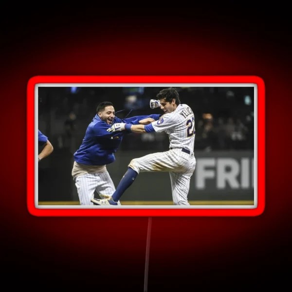 Ryan Braun And Christian Yelich Celebrate RGB Neon Sign