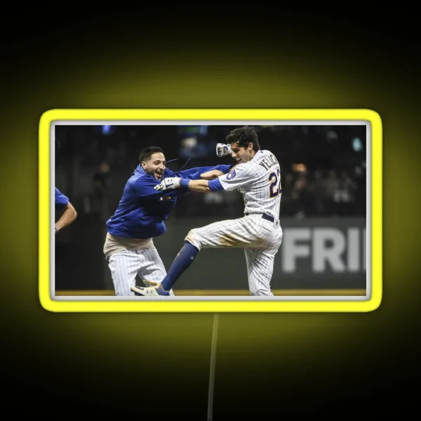 Ryan Braun And Christian Yelich Celebrate RGB Neon Sign
