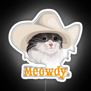 Sad Cat Wearing A Cowboy Hat Meme RGB Neon Sign