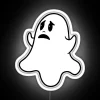 Unsettling Neon Sign Featuring an Animated Sad Ghost Character Design.