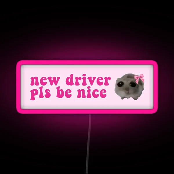 Sad Hamster New Driver Pls Be Nice RGB Neon Sign