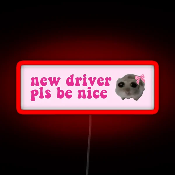 Sad Hamster New Driver Pls Be Nice RGB Neon Sign