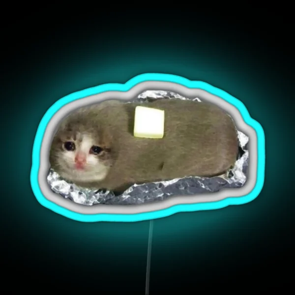 Sad Potato Cat With Butter RGB Neon Sign