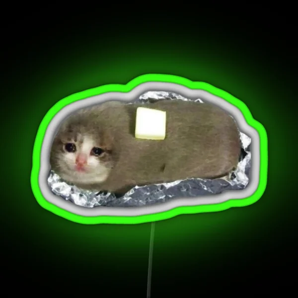 Sad Potato Cat With Butter RGB Neon Sign