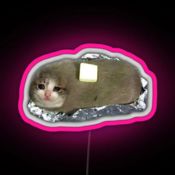 Sad Potato Cat With Butter RGB Neon Sign