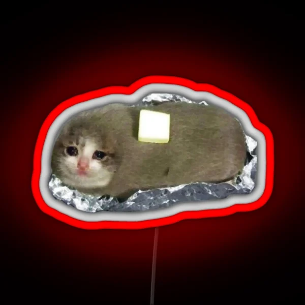 Sad Potato Cat With Butter RGB Neon Sign