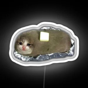 Sad Potato Cat With Butter RGB Neon Sign