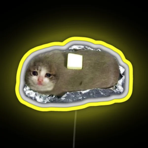 Sad Potato Cat With Butter RGB Neon Sign