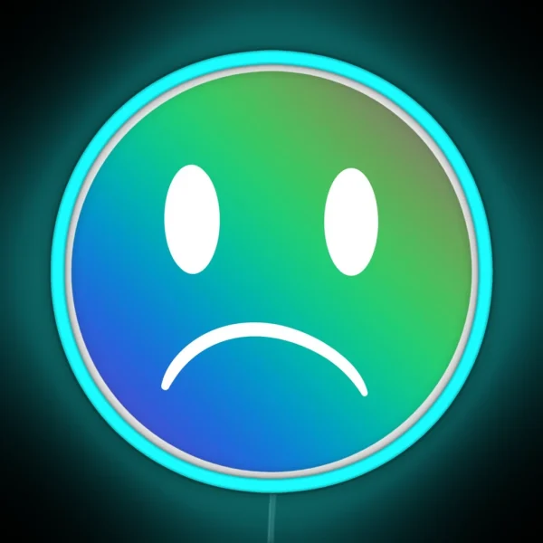 Sad Smiley Green Blue RGB Neon Sign