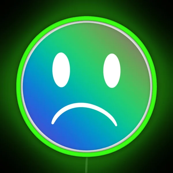 Sad Smiley Green Blue RGB Neon Sign