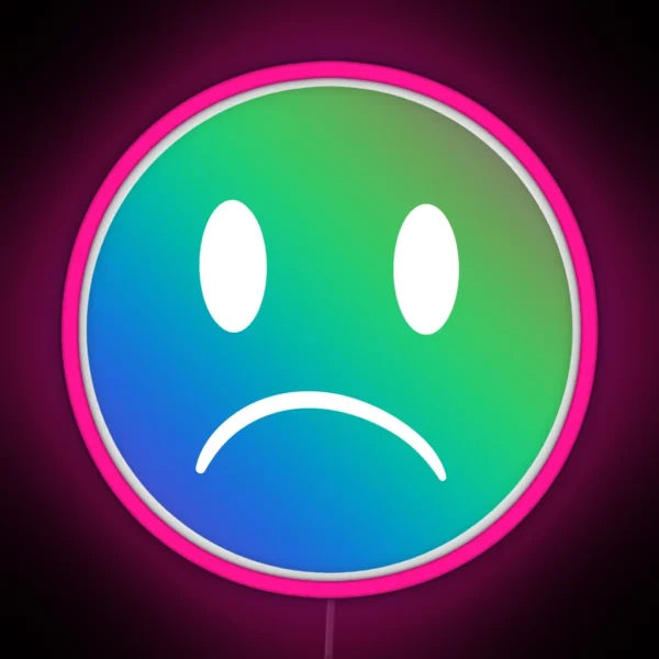 Sad Smiley Green Blue RGB Neon Sign