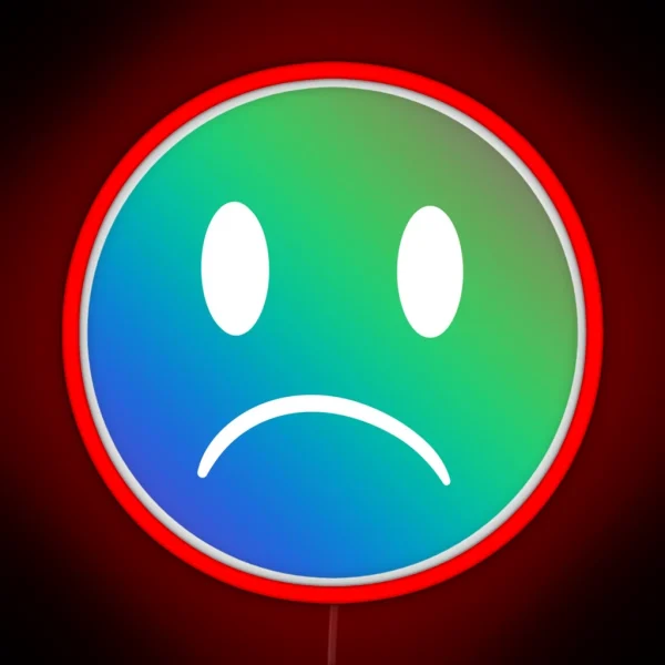 Sad Smiley Green Blue RGB Neon Sign