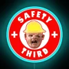 Neon Sign with Sarcastic Humor: Safety Third is My Policy