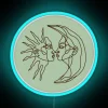 Sage green sun moon line art RGB LED neon decor
