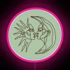 Sage green sun and moon line art glow led