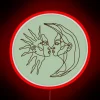 Sage green sun and moon line art decor led