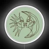 Sage green illuminated line art sun moon led neon light